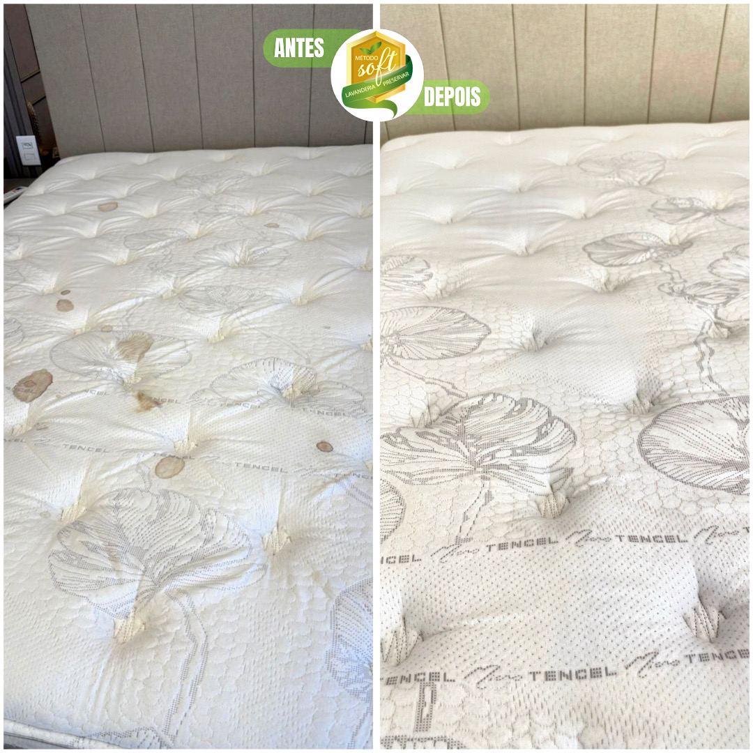 Antes e depois da limpeza de colchão 1