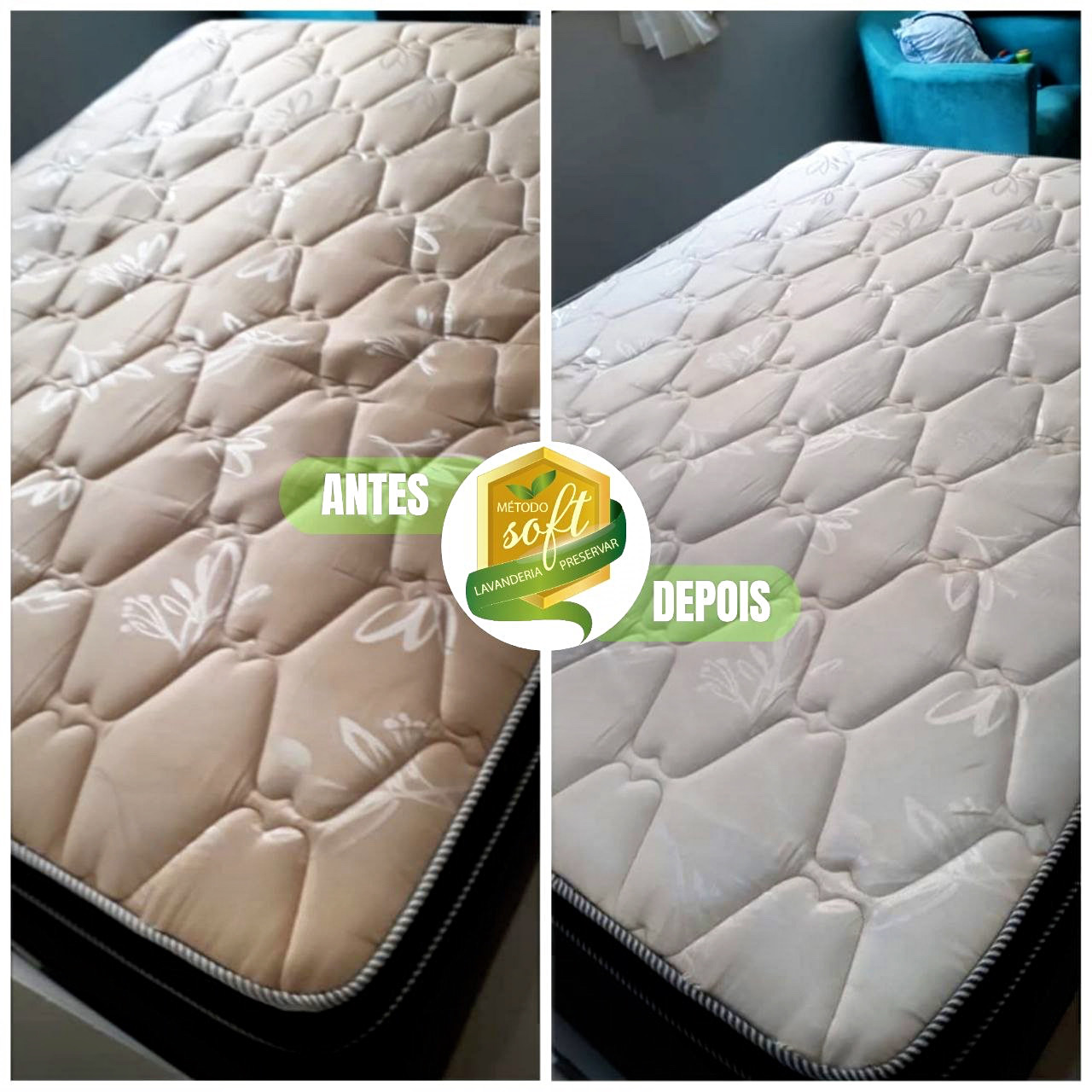 Antes e depois da limpeza de colchão 5