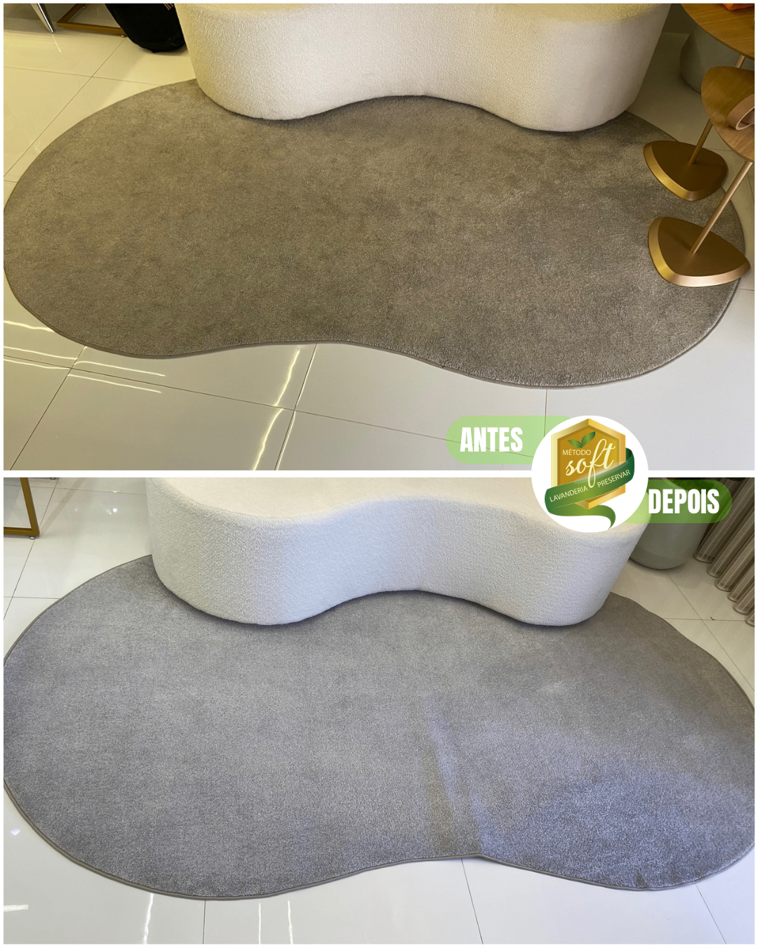 Tapete antes e depois da lavagem profissional 1