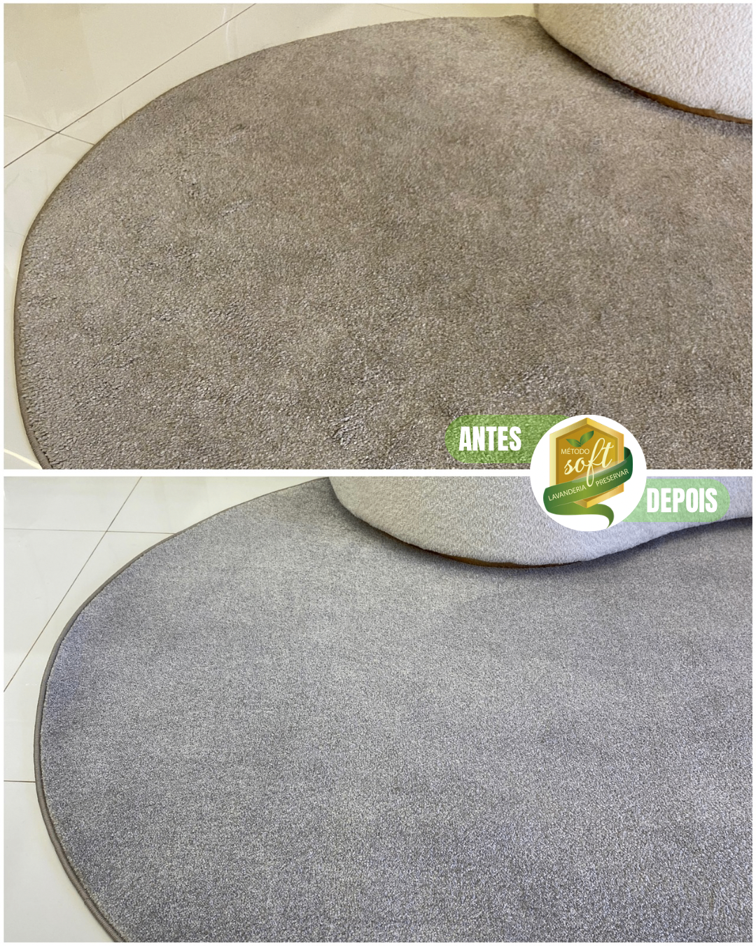 Tapete antes e depois da lavagem profissional 2