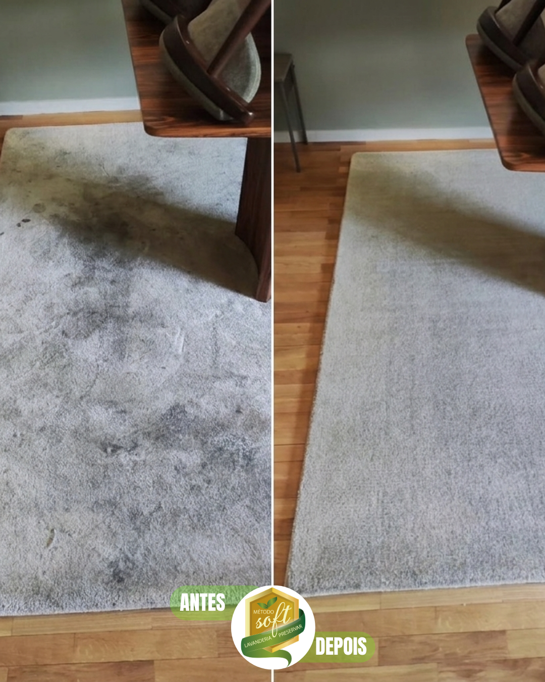Tapete antes e depois da lavagem profissional 4